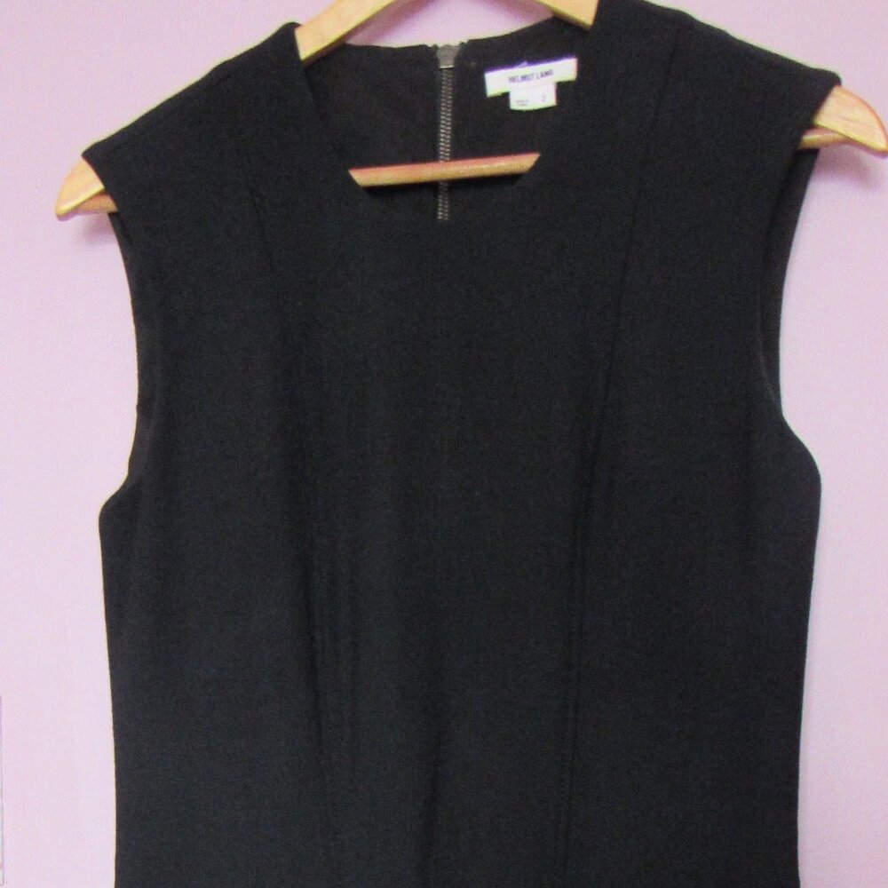 Helmut Lang Dress, Wool Blend, Black , Leather trim. sz. S - Picture 3 of 11